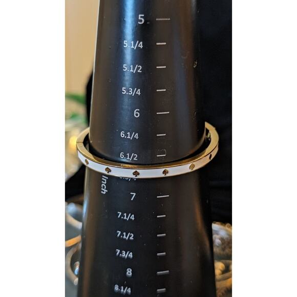 Kate Spade New York White Enamel Gold Tone Hinge Bangle Bracelet - Picture 4 of 7